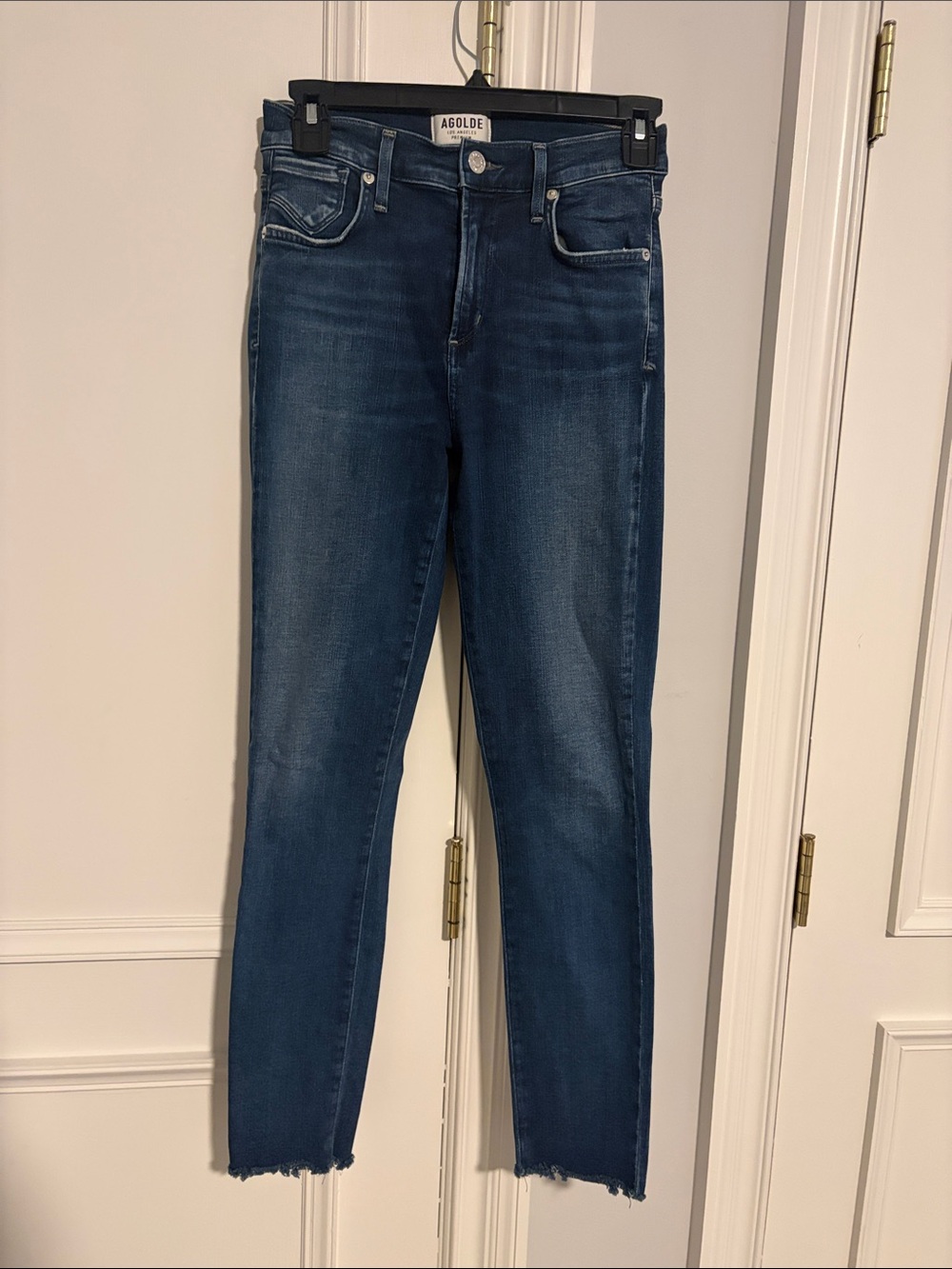 Agolde Skinny High-Rise Jeans in Dark Blue Wash